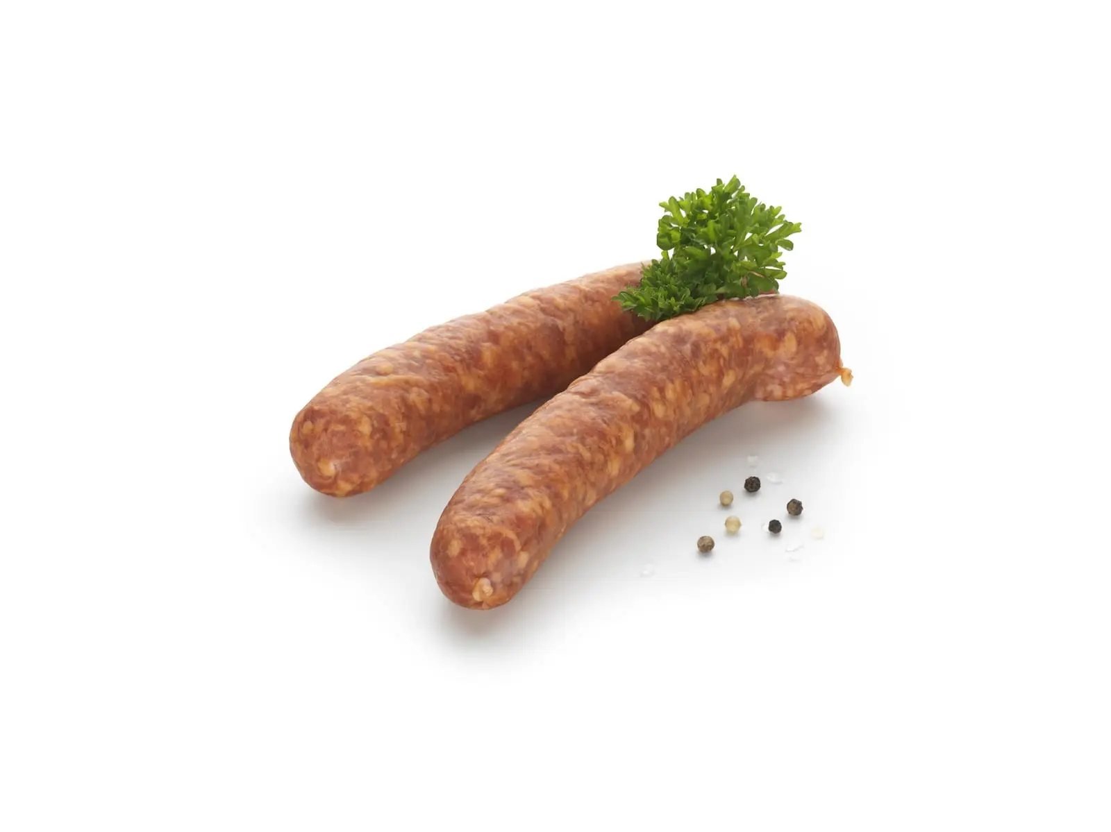 Zwei Krakauer mit Petersilie und Pfefferkörnern