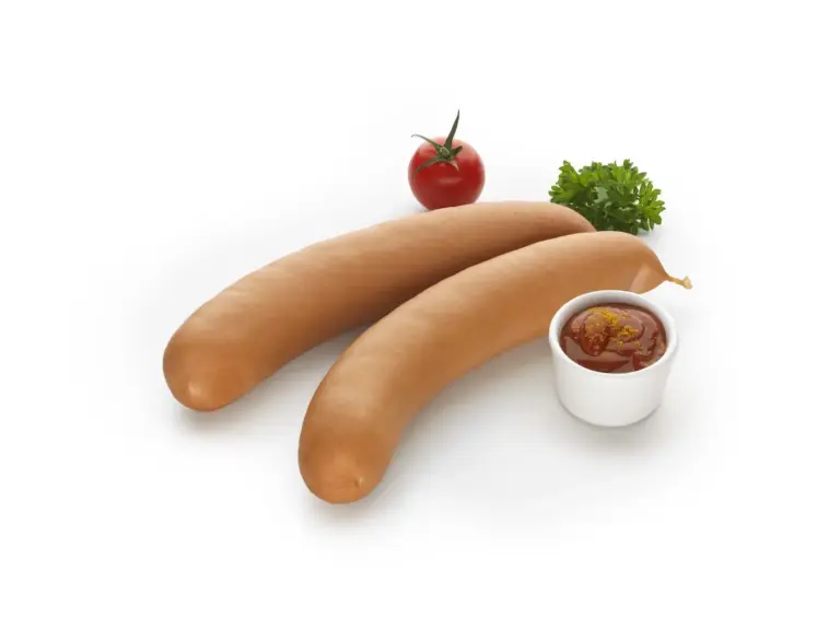 Zwei Berliner Currwürste mit Currysauce, Tomate und Petersilie